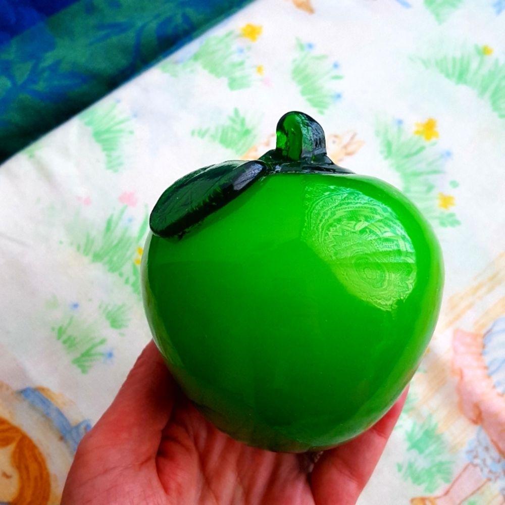 🌙Vtg Glass Apple Fruit Hand Blown